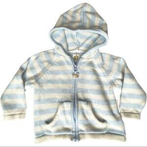Carter's Blue/White Hooded Sweater Zip Front Baby 9M Cozy Classic Casual